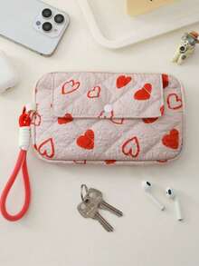 Heart-Shaped Flip Cover Wristlet Clutch Bag With Phone Pocket And Coin Purse, Serves As Both Handbag And Storage Pouch, Suitable As Couple Or Children's Gift - Multicolor - View 7