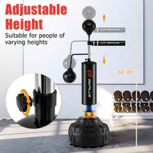 COSTWAY Boxing Speed Trainer Freestanding 360° Spinning Bar W/Punching, Black - Black - View 4