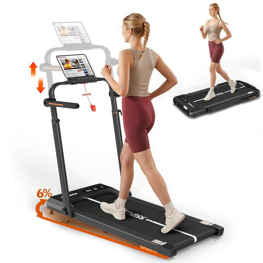 Devoko 3 In 1 Folding Treadmill, Walking Pad With 5% Incline, 2.5HP Electric Treadmill For Home Under The Desk, Remote Control - Black - View 1