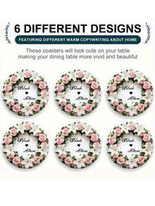 1/2/4/6/10 Pc Personalized Custom Names: Handmade Round Wooden Coasters, Wedding Coasters | Custom Name Wreath Design, Ideal For Weddings, Table Decorations, Wedding Favors, Gifts, And Valentine's Day Decorations - Beige - View 6