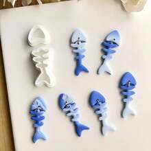 2/4 Stück Ozean-Tier-Themen Polymer Ton Ausstecher, enthält Formen wie Schildkröte, Muschel, kleiner Fisch, für DIY dekorative Ohrringe, Broschen, Anhänger, Keramik, Sommer Strand Urlaubsstile, DIY Ohrring Anhänger Handwerks-Keramik-Set - Weiss - Übersicht 5