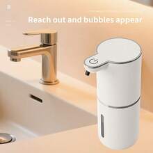 DONASIRA Dispensador de jabón inteligente sin contacto con sensor infrarrojo, capacidad de 380ml, dispensador automático de detergente para baño, botella portátil redonda para lavado de manos, dispositivo recargable de lavado de manos con sensor, adecuado para cocina y baño, nuevo lanzamiento para la primavera - Ver 9