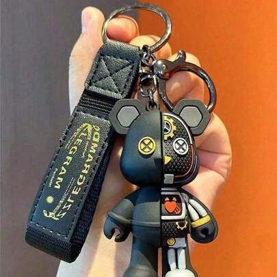 1 pièce Porte-clés mignon en forme d'ours mécanique, design de dessin animé 3D. Porte-clés mode créatif pour homme. Cadeau pour lui, décoration de sac à dos, accessoire de transport quotidien. Détails mécaniques mignons, léger et portable, finition durable, clip et conception détachable pour un échange facile d'accessoires. Idée de cadeau pour le bureau ou les voyages.