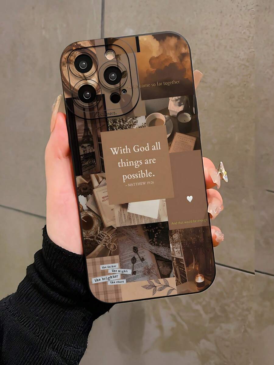 Modne, popularne, spersonalizowane, brązowe, vintage'owe, cytatowe, kolaż, estetyczny wzór artystyczny, luksusowy, wstrząsoodporny, estetyczny, uroczy futerał na telefon, ochrona przed wystającym obiektywem, kompatybilny z 17/17Pro/17Pro Max, 16, 15, 14, 13, 12, 11 Plus/Pro Max i serią, a także kompatybilny z serią Galaxy S/A, prezent na Wielkanoc, dekoracja na Halloween/prezent urodzinowy, dla dziewczyny, chłopaka, przyjaciela lub dla siebie. - Czarne - Zobacz 1