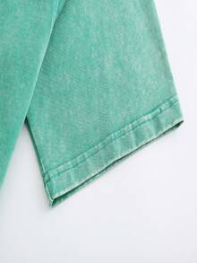 (230 G Pure Cotton T-Shirt)Disney  The Popular American Retro Style Mickey Mouse Club Theme Vintage Washed T-Shirt Retro Washed Street Fashion Casual T-Shirt,100 Percent Cotton.Retro Washed T-Shirt , Men's T-Shirt, Men's Casual, Comfortable, Fashionable T-Shirt, Street Style Cotton - Green - View 4