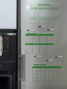 1 件亚克力透明白色可擦除磁性冰箱贴纸、日历/月度计划家居装饰备忘板（含 6 个磁性白板笔） - 彩色 - 查看 6