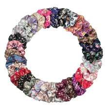 6 unids/lote Scrunchies de satén accesorios de moda para mujer estampado Ditsy Floral banda elástica para el cabello Cola de Caballo titular corbata de goma leopardo lindo AWAY - PJ319-03 - Ver 6