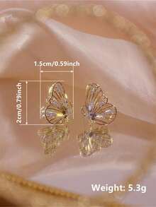 1 par de pendientes de botón elegantes con circonita cúbica para mujeres, para fiestas, compromisos, aniversarios, joyería, regalo del Día de San Valentín - 1# - Ver 4
