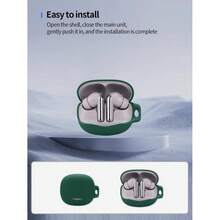 Compatible With MeloBuds N50 True Noise Cancelling Earphones, Premium Silicone Shockproof Skin Charging Port Accessible, Front Visible With Lanyard, Green. - Green - View 7