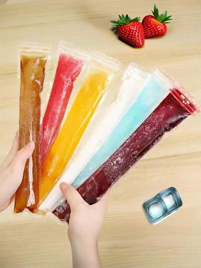 100 Vegetable, Juice, Puree, Ice Cream, Fruit Ice Cream Ice Cream Bags, Essential For Summer, Low-Temperature Sealed Storage Bags, Homemade Ice Cream Bags And Food Packaging Bags, Party Kitchen Gift Bags, Disposable Lollipop Ice Bags, Crushed Ice Bags, Ice Grid Bags, Ice Cube Bags, Self Sealing Transparent Lollipop Ice Bags