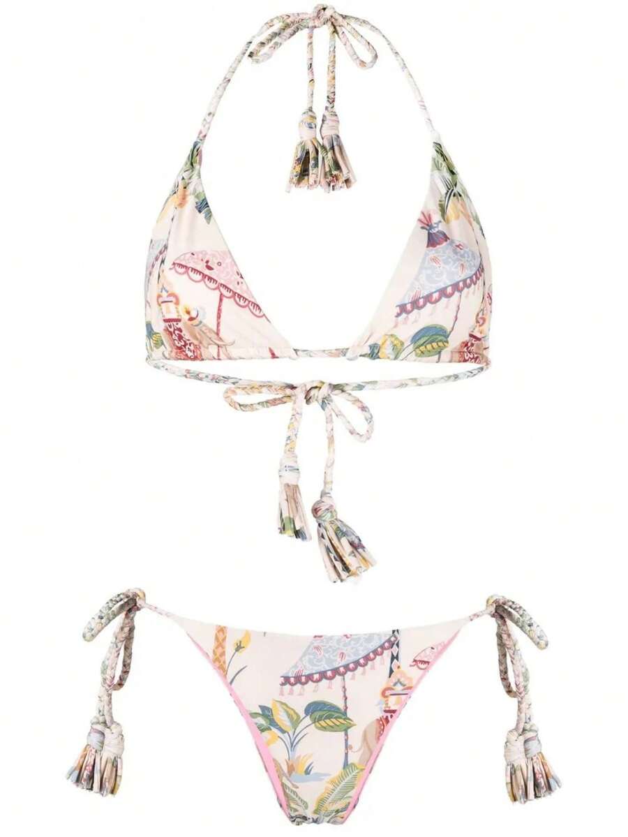 2026 Women's Beach Summer Swimsuit Set Random Print Spaghetti Strap Sexy Bikini , Summer Outfits,Elegant,Valentine's Day,Beach,Vacation,Carnival,Casual,Chic,Summer Outfits,Summer Holiday Outfits,Spring,Valentine Outfits For Women,Carnival. - 彩色 - 查看 1