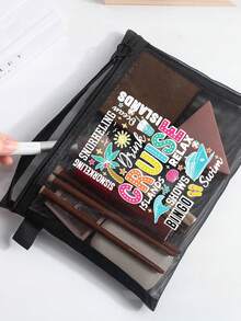 Bolsa de malla con diseños de estilo de vida de crucero, con patrones de letras, que presenta diseños de árbol de coco, concha marina, ballena y estrella de mar. Bolsa de almacenamiento portátil con cojín rojo, bolsa de cosméticos, bolsa de cuidado de la piel, artículo de viaje, suministros para dormitorio, regalo de boda, regalo del Día de la Madre, regalo de cumpleaños. - Multicolor - Ver 7