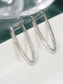 Brincos de Zircônia Cúbica Branca Elegantes para Mulheres, Adequados para Uso Diário, Material de Cobre Livre de Níquel com Gemas Cintilantes, Perfeito para Festas e Acessórios Diários (Prata) - Prata - Visão 5