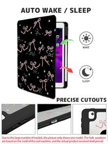 1个适用于iPad 10/9/11（2025款）的双面高清印花粉色蝴蝶结图案平板电脑保护套，透明亚克力后盖，2026新款，自动唤醒/睡眠，多角度支架带笔槽，办公学习必备，非磁性保护套 - 彩色 - 查看 6