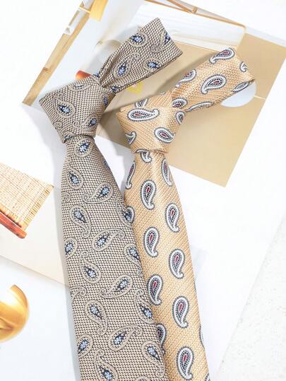1条时尚休闲百搭复古腰果图案男士领带，适合日常穿着、商务场合、派对等。