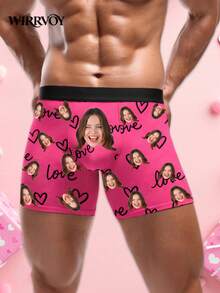 Men's Customized Face Print Boxer Briefs, Personalized Photo Underwear, Customized Face Print Boxer Briefs, Husband Personalized Boxer Briefs, Customized Face Print Underwear - Black - View 4