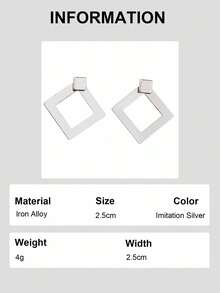 1 Pair Luxury Minimalist Diamond Shaped Geometric Design Earrings For Women - Silver - View 7