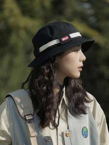 Colorblock Linen Rope Letter Hiking Cap, Face-Slimming, Fashion Versatile, Sweet Cute, Soft Comfortable, Suitable For Spring/Summer Outdoor Activities, Essential For Cycling - Multicolor - View 2