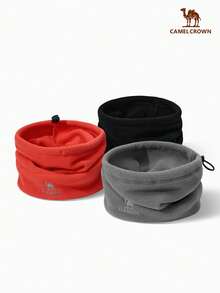 CAMEL CROWN 2-In-1 Fleece Hat, Scarf & Baseball Cap Set, Thick Warm Windproof, Suitable For Large Head Circumference, Autumn/Winter New Arrival - Orange-red - View 9
