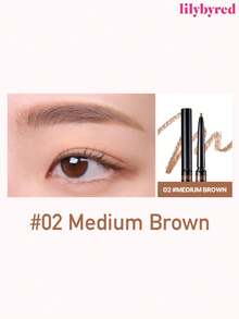 lilybyred Lápiz de cejas fino de K-Beaury, lápiz de cejas de textura aterciopelada, diseño de doble extremo con cepillo, punta fina de 1.5 mm, crea fácilmente cejas esponjosas, delineador de cejas con cepillo, para dar forma, definir y rellenar el maquillaje de cejas, resistente al agua y al sudor, maquillaje coreano - 02 Marrón medio - Ver 7