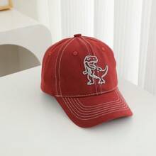 3-8岁儿童男女通用恐龙刺绣撞色缝线棒球帽，柔软帽顶可调节户外休闲帽 - 1PC - 查看 15