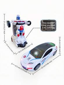 3+ Years Old Boys' Toys, 2-In-1 Transforming Car To Robot, Cool Lighting Effects, Auto-Turning When Encountering Obstacles, Battery Powered Transforming Car And Toy Vehicle, Perfect Birthday Gift - Multicolor - View 10
