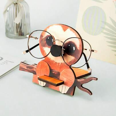 1pc Wooden Puzzle Eyeglasses Frame, Unisex Decorative 3D Wooden Puzzle Eyeglasses Frame, Home & Office Desktop Decor