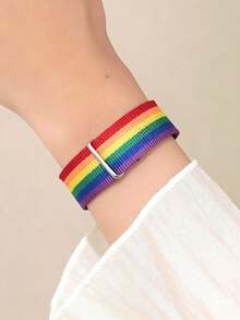 1pc Rainbow Bracelet, Colorful & Girly Adjustable Bracelet For Women, Fashion Jewelry Suitable For Daily Wear, Party, Couple Gift - Multicolor - View 8