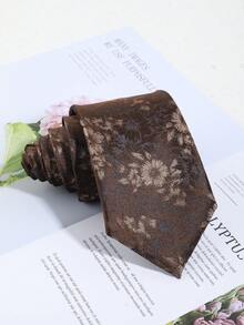 1条男士时尚休闲百搭叶子花朵图案领带，适合日常佩戴、派对和宴会等场合。 - 彩色 - 查看 3