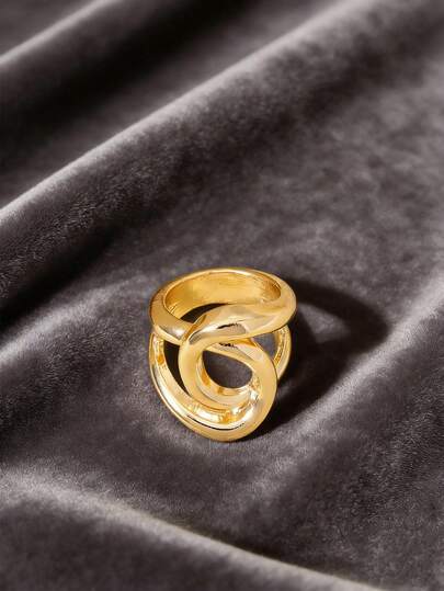 1 chiếc nhẫn kiểu phương Tây thời trang bằng kim loại mạ vàng, kiểu đan chéo, thích hợp để đeo hàng ngày và dự tiệc.