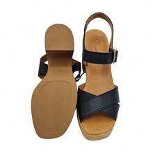 Rodri Black Leather Sandals (R2402) - Spanish Elegance And Guaranteed Comfort, Platform And Wide Heel, 24/48 Hour Delivery - 黑色 - 查看 2