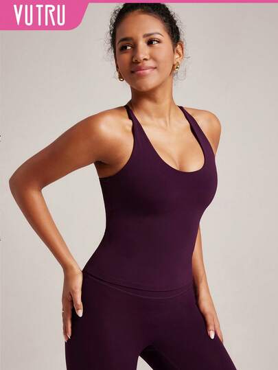 VUTRU 1件装可调节肩带运动文胸，带衬垫，吊带式背心，瑜伽健身文胸