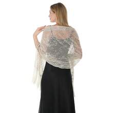Abito da sera elegante con paillettes, scialle di colore unito in rete con nappe, mantella da sposa per feste, scialle da donna - Multicolore - Visualizzare 12