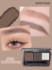GOGO TALES 3-Color Eyebrow Powder & Pomade Palette, Sweat-Proof & Smudge-Proof, Velvet Matte Finish, Long-Lasting Powder & Natural Pomade, Suitable For Beginners GOGOTALES - #G01 Coffee Brown - View 2