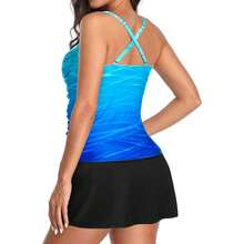 Women's Tankini Swimsuit Blue Ombre Ruched - Two Piece Bathing Suit With Skirt Bottom & Tummy Control - Modest Swimwear For Women Summer Beach Pool - Warna-warni 878 - View 2