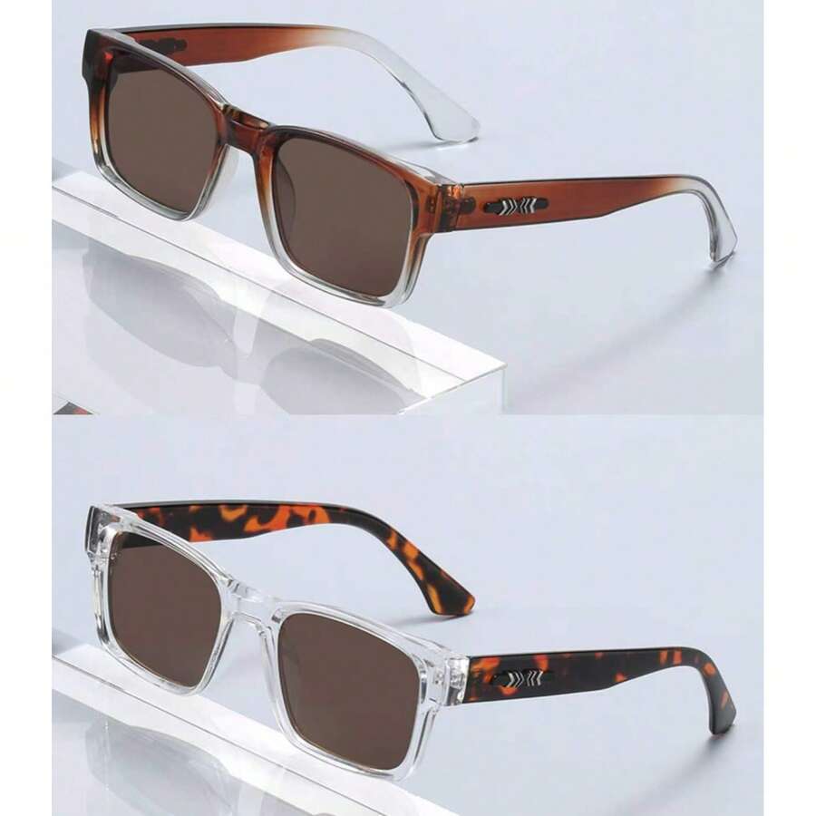 2026 New Fashion Square Frame Fashion Glasses, Leopard Print Large Frame Unisex Retro Accessories - Multicolor - View 1