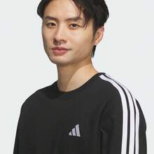 Adidas 男士 ES+ 3S 长袖T恤 针织无领 TKF3728 - 黑色 - 查看 4