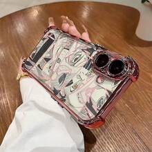 Una funda de teléfono transparente con esquinas reforzadas a prueba de caídas y recubrimiento metálico, equipada con diseño de amortiguación de aire y protección contra impactos, decorada con imágenes geniales al estilo del manga N aruto. Compatible con 17 Air/Pro/Pro Max 16, 15 Pro/Max, Galaxy/Honor 13/14, Note Pro 12C/13C, S25 Super, S24 Super, 16/16 Pro Max, 16/14/14 Pro/Pro Max, 14/15/15 Pro/15 Redmi Pro Max, 11/12/13/14/15 Note. Adecuada para mujeres/uso diario/accesorios para teléfonos, esta funda también ofrece protección contra agua, golpes y arañazos. - Rosa - Ver 1