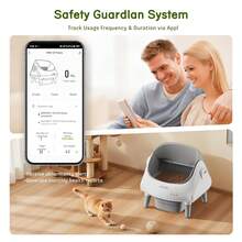 Open-Top Automatic Cat Litter Box, Self Cleaning Litter Box For Multi-Cat Families, APP Control, Safety Protection, 10.5L Large Waste Bin, White, 1 Roll Waste Bag - Xem 9