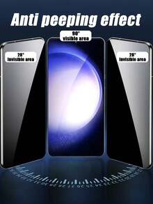 4pcs Tempered Glass Privacy Screen Protector, Compatible With Galaxy A14 5G/A15/A23/A34/A35/A54/S23 FE/A55/Galaxy S21/S22/S23/S24 Ultra/S25 Ultra, Easy To Install, Anti-Collision, Anti-Fingerprint, Anti-Scratch - Black - View 2