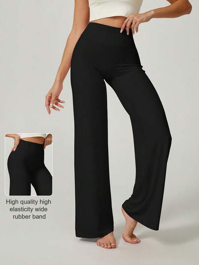 UONNOU 1pc Women's Spring/Summer Loose Fit Wide Leg Pants, Casual Sweatpants, Yoga Pants, Dance Pants, Waist Cinching, Leg Slimming, Elongating, Soft & Comfortable Nylon Fabric, Suitable For Gym, Yoga, Dance, Outdoor, Casual, Commute, Events