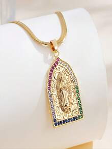 1 chiếc vòng cổ bằng thép không gỉ mạ vàng, thiết kế hình Đức Mẹ nhiều màu sắc, kiểu dáng cổ điển, phù hợp cho cả nam và nữ (Đóng gói trong túi OPP) - Vàng - Xem 5