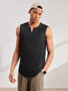 Driftmere 男士字母印花V领休闲百搭背心'男士无袖男士上衣无袖男士肌肉衬衫 - 深灰色 - 查看 9