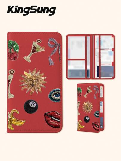 Kingsung Personalized Collage Pattern PU Leather Car Document Holder,Stylish Driver's License Holder ,Women's ID Bag,Wallet & Card Case,Glove Box Organizer For Registration, Insurance, Driver's License, Passport & Cards | Travel/Vacation Essential, Perfect Gift For Car/Truck/Motorcycle/Trailer Owners (Birthday/Valentine's Day/Anniversary) Back-To-School Accessory