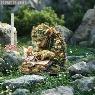 Whimsical Bohemian Acrylic Fairy Reading Garden Sign - 2D Flat Design With Floral And Butterfly Decor, Ideal For Patio, Lawn And Garden Decoration, No Electricity Needed, Easy Stake Installation