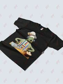 Tiny Chef Meme T-Shirt Hat Headphones White Casual Round Neck Adult Humorous Cooking - Black - View 3