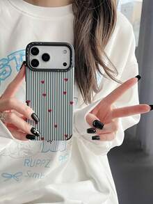 1个蓝白条纹爱心印花软TPU防震手机壳，复古时尚设计，兼容 17/17 Pro/17 Pro Max/16/11/16 Pro/16 Plus/16 Pro Max/16E/15 Pro Max/13/14/12/11 - 彩色 - 查看 4