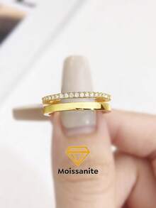 1枚独特浪漫镂空单层全钻莫桑石925纯银奢华订婚戒指、情侣戒指、周年纪念戒指、女士珠宝礼物、情人节礼物 - 鏤空莫桑戒指 - 查看 1