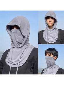 1pc Unisex Breathable Full Face Sun Protection Mask, 3-In-1 Mask Hat Neck Gaiter, Made Of Cooling Fiber Fabric, Suitable For All Year Round Use - A - View 5