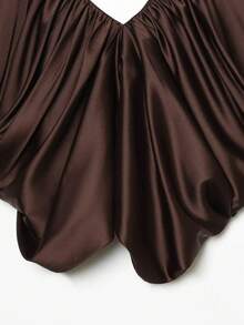 Áo hai dây xếp ly bằng satin gợi cảm, thời trang nữ mùa hè DEEKA. - Cà phê nâu - Xem 5